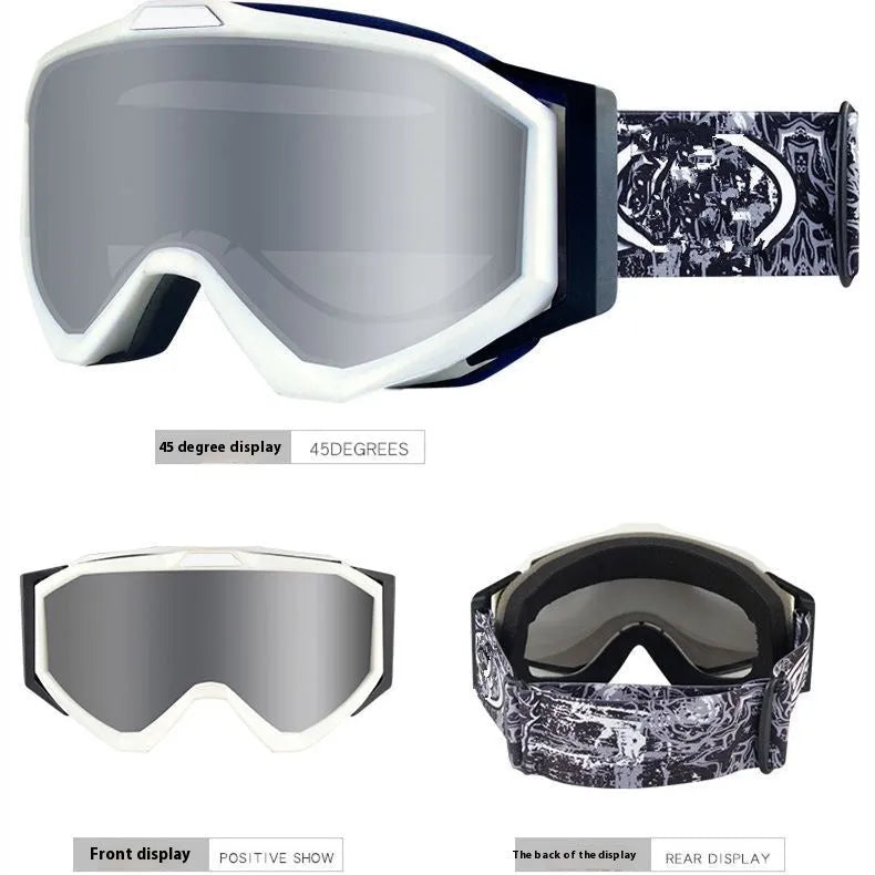 Motorcycle goggles in various colours with double-layer anti-fog lenses and storage cloth bag