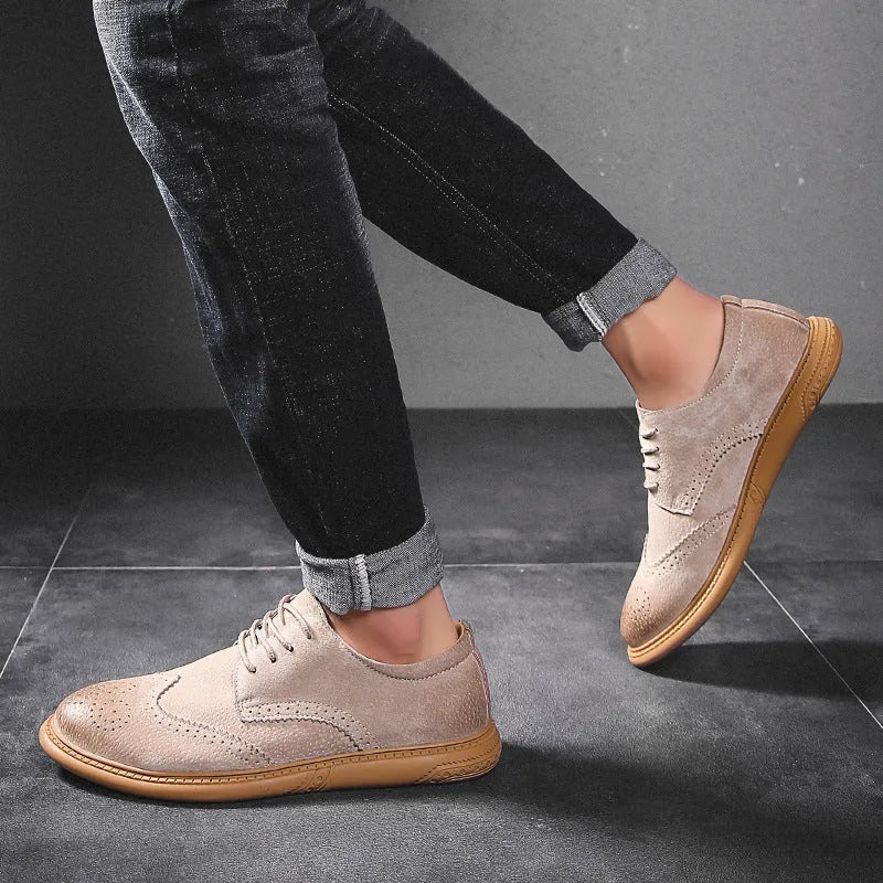Men's black business formal leather shoes with lace-up design and rubber sole