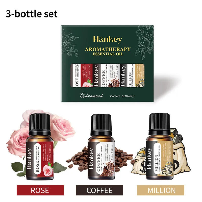 Boxed set of water-soluble aromatherapy essential oils for air freshening