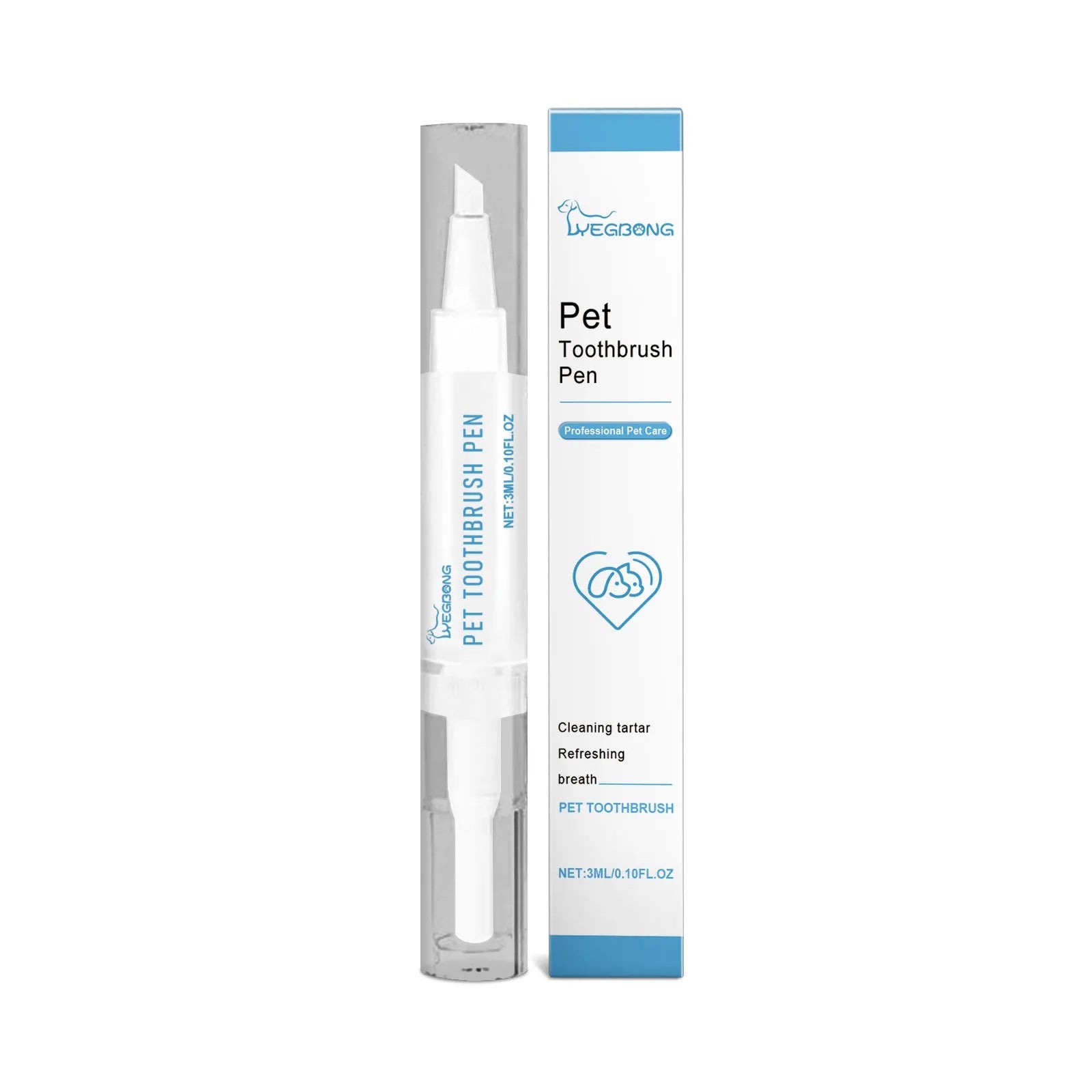 Pet dental cleaning brush with angled head and 3ml gel capacity measuring 12.5cm long