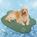 Ice silk pet cooling mat with dog head shape design in light gray colour