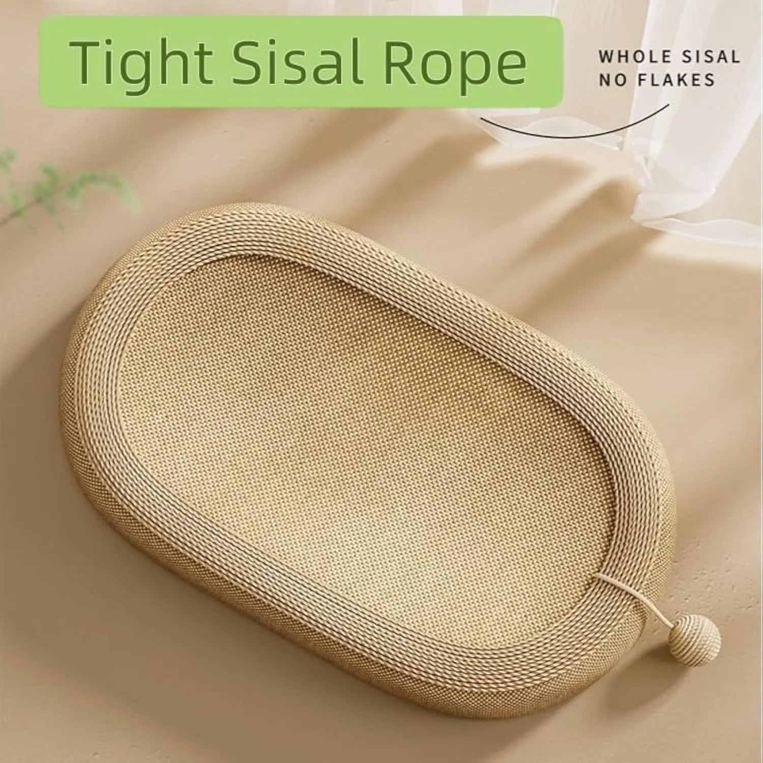 Large natural sisal cat scratching board with integrated lounging platform