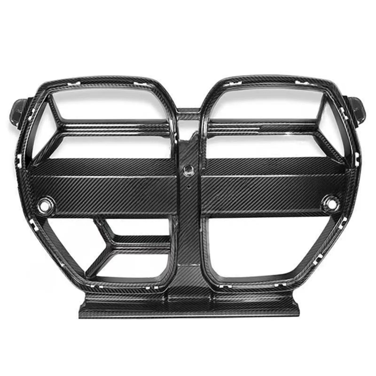 Black dry carbon fibre front bumper grille for BMW M3 M4 models with 3K weave pattern