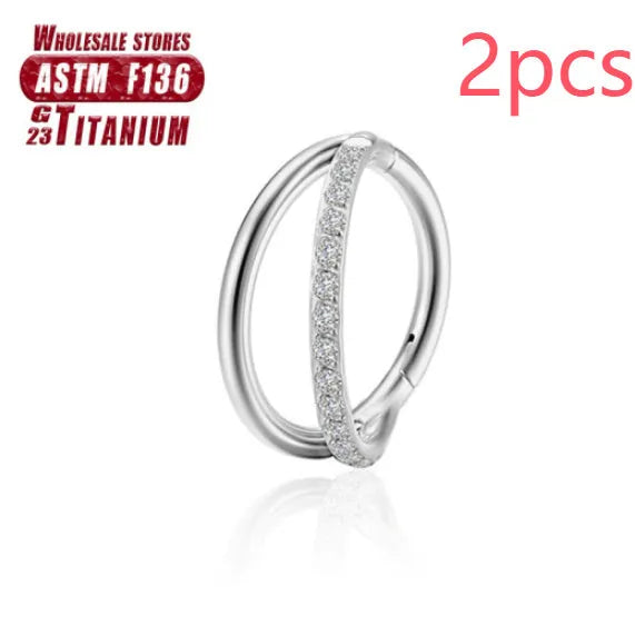 Titanium alloy nose ring body piercing jewellery with diamond cut treatment in silver, gold, black, rose gold or colourful finish.