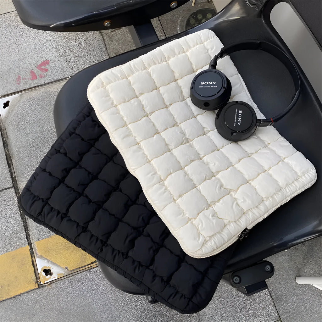 Black and white nylon laptop bag with cloud cotton storage compartments for 11-inch to 15.6-inch devices