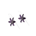 Purple flower shaped alloy earrings with electroplated finish retro design