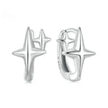 Sterling silver star clip earrings with oxidised finish and XINGX design details
