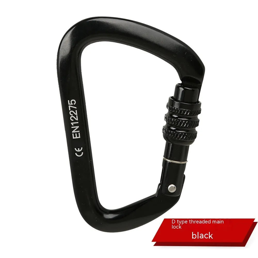 D-type steel climbing lock with choice of automatic or threaded gate, shown in red colour.