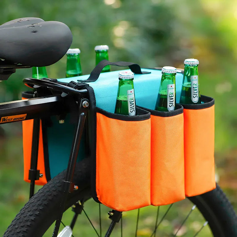 Double-sided black bicycle beverage bag made of 600D PVC with 2L capacity for cycling