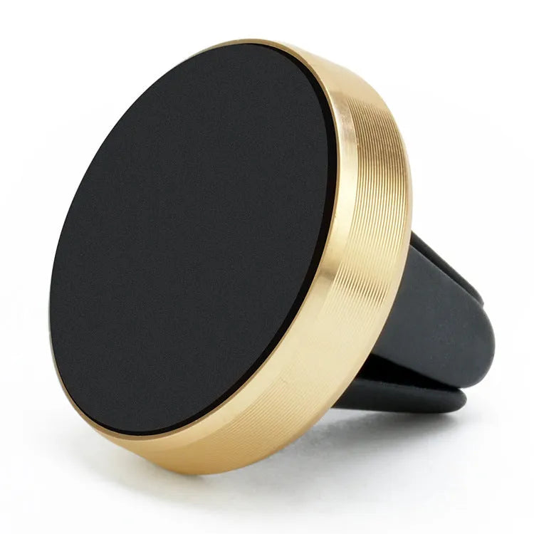 Magnetic car air vent mobile phone holder in five colour options on a car vent.