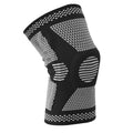 Silicone spring knee pads for sports in blue, green, orange, and white colours on a grey background.