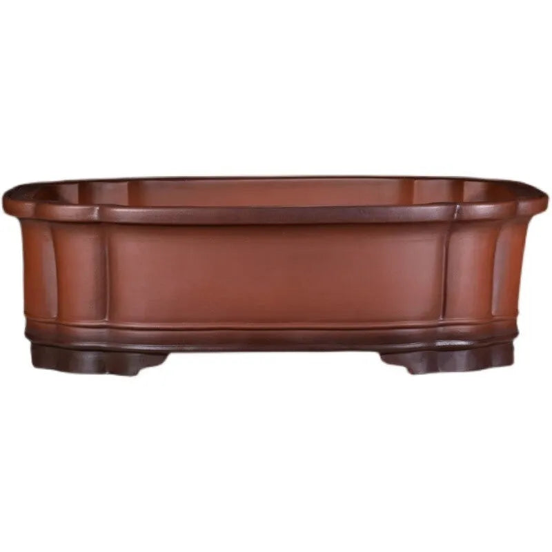 Chinese style purple clay rectangular flowerpot with antique finish, 71cm long garden planter