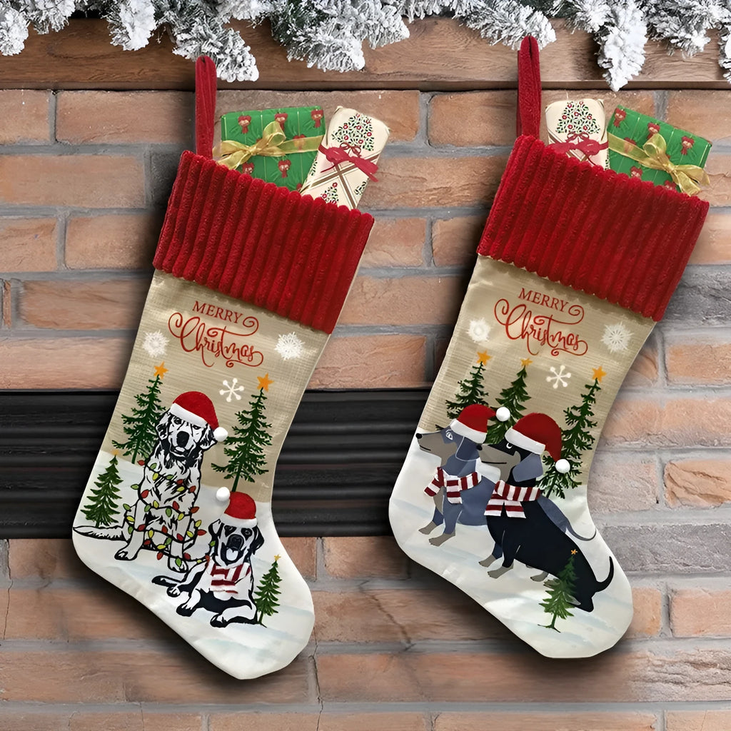 Cloth fireplace Christmas tree pendant decoration measuring 46 by 28cm in pastoral American style