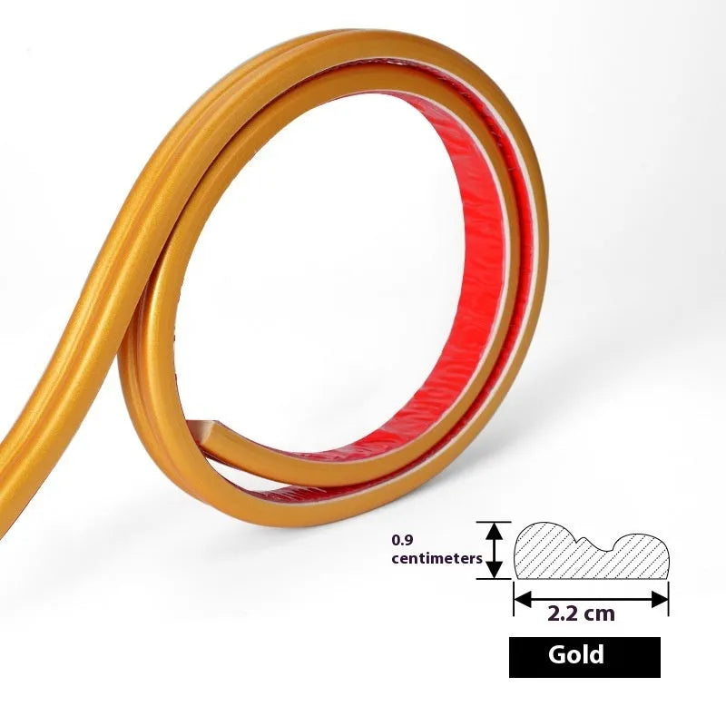 Flexible PVC self-adhesive edge banding frame in black, gold, silver, and white colour options