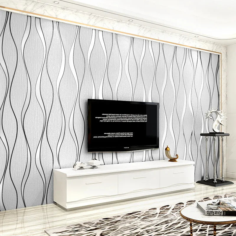 Curve stripe 3D textured wallpaper roll in deerskin velvet for video background