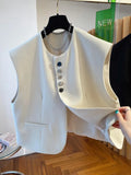 Loose-fitting bandage waistcoat vest in beige or black with 40cm length and pockets