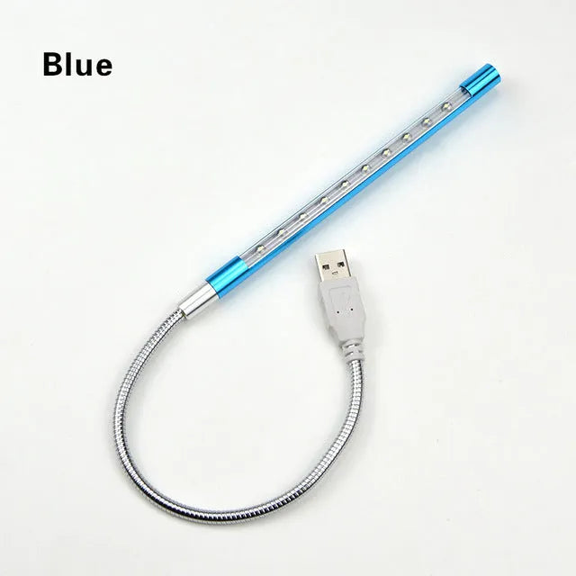 Aluminium alloy USB spiral LED night light with flexible 420mm neck in metallic colours