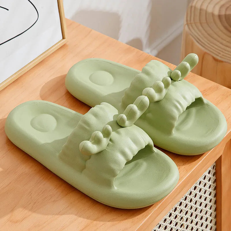 Women's EVA flip flop slippers with deer horn design in light yellow colour