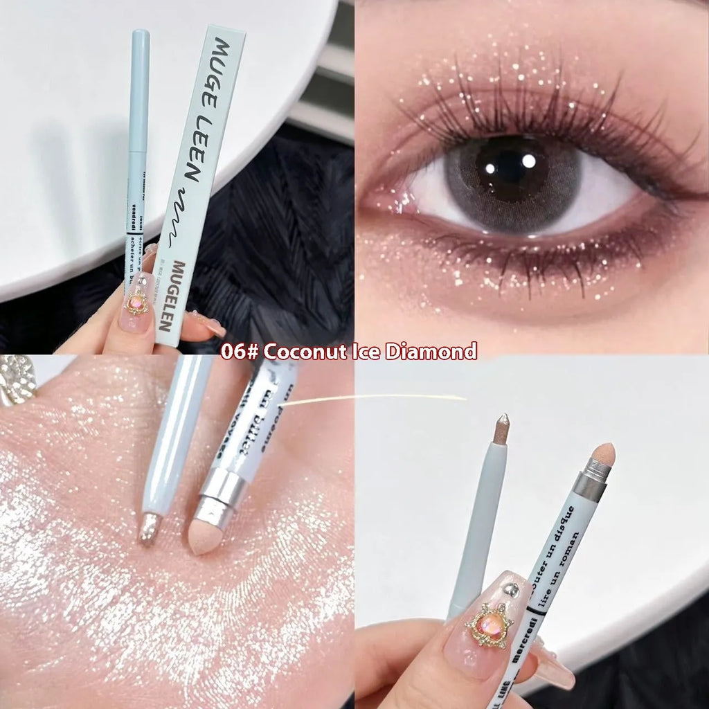 Waterproof 2-in-1 eyeliner and eyeshadow pen in assorted colours on a white background