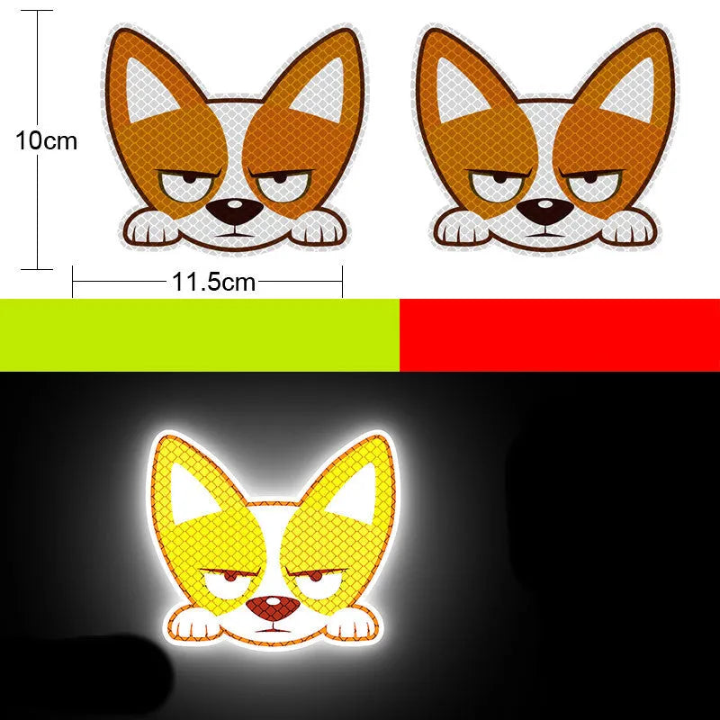 Pair of diamond-grade reflective warning stickers for vehicles measuring 9cm by 5cm