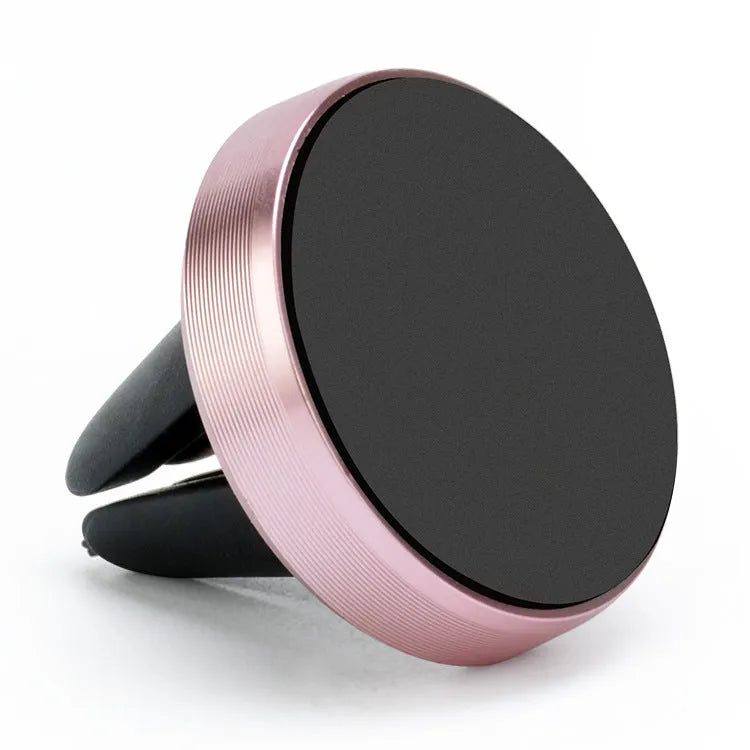 Magnetic car air vent mobile phone holder in five colour options on a car vent.