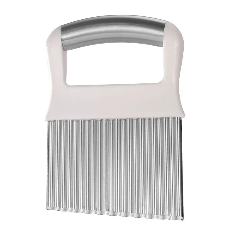 Stainless steel potato wave knife for crinkle cutting chips and waffle fries
