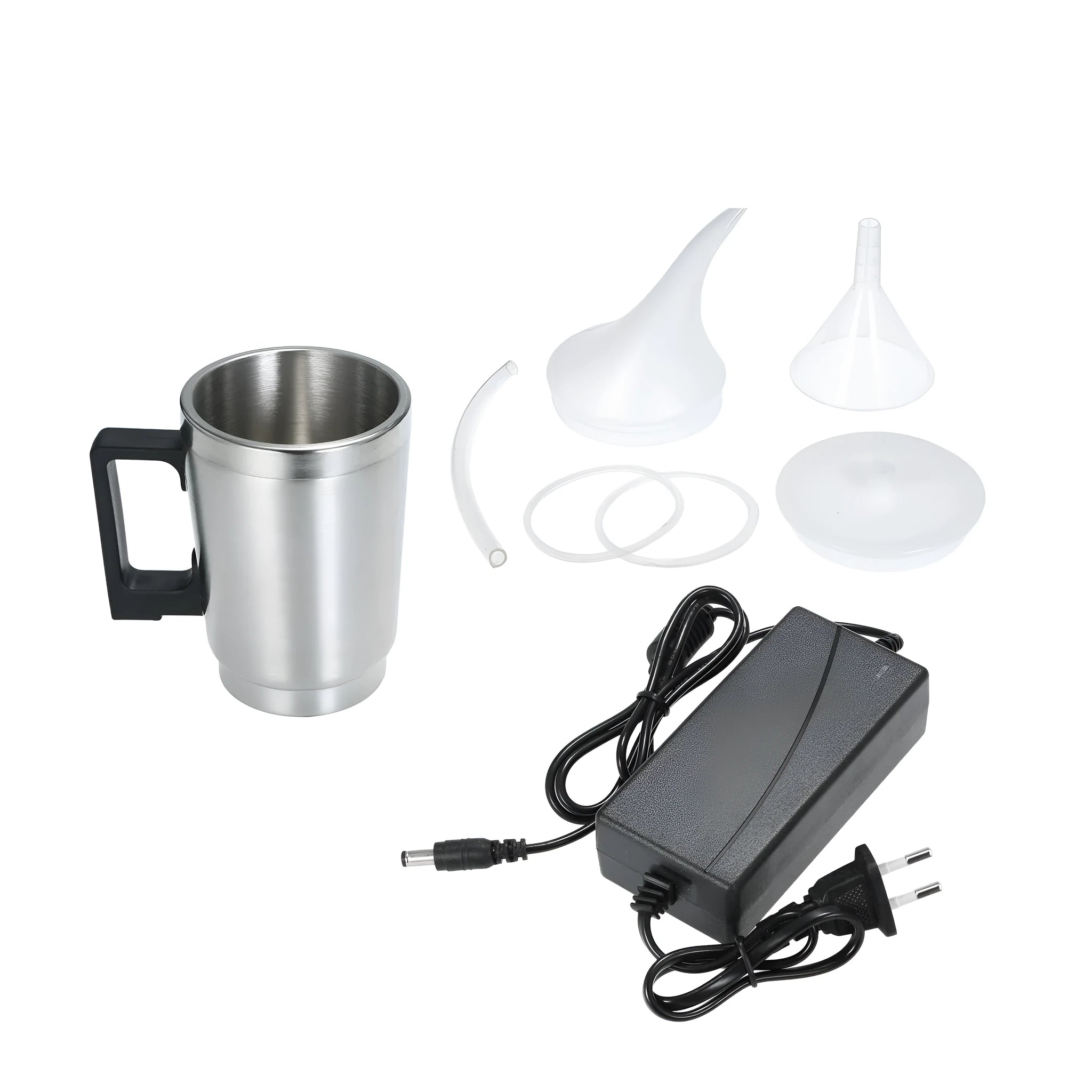 Automobile headlamp renovation kit showing stainless steel tools with power adapter options
