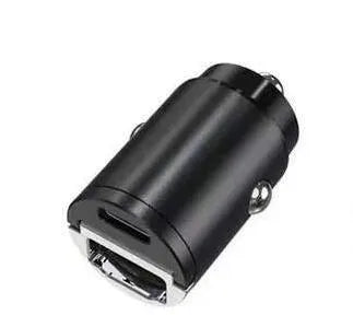 Mini 30W zinc alloy car cigarette lighter charger in black colour