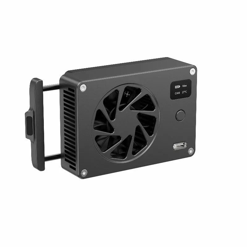 Black aluminium PC cooling radiator measuring 89mm wide with attached power cable