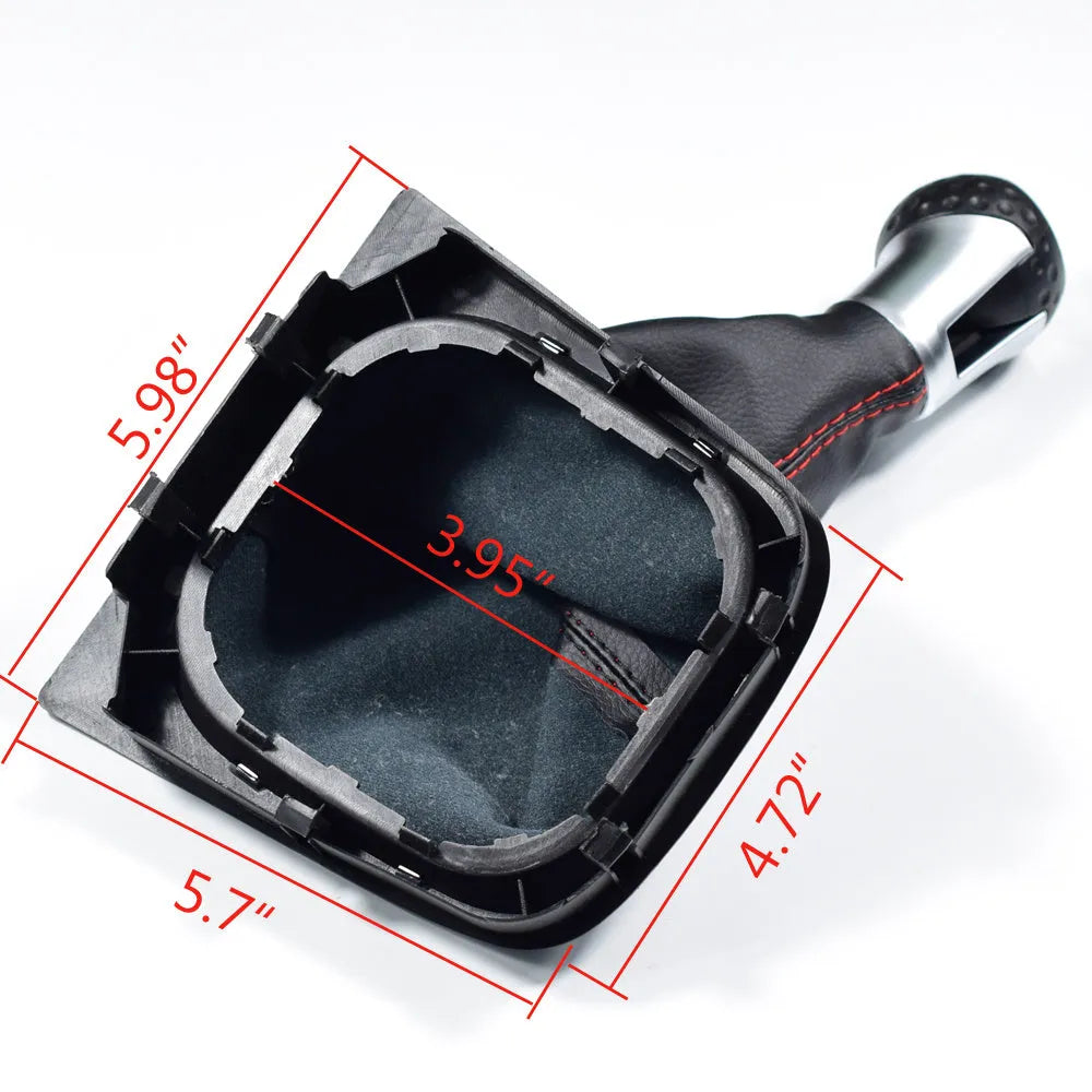 Black leather gear lever handball with dust boot for Volkswagen Golf 5 6 7 manual transmission