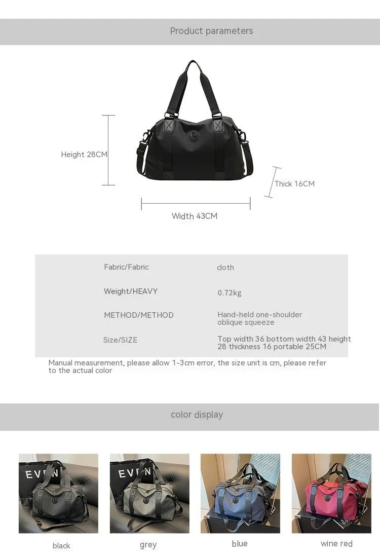 Large capacity waterproof travel bag in Oxford cloth with 36-55 litre storage