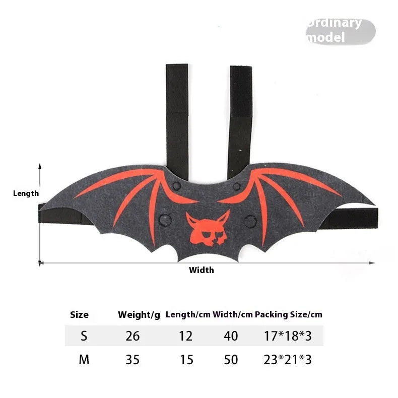 Halloween batwing costume for a cat on a mannequin, shown in orange pumpkin bat colour variant.