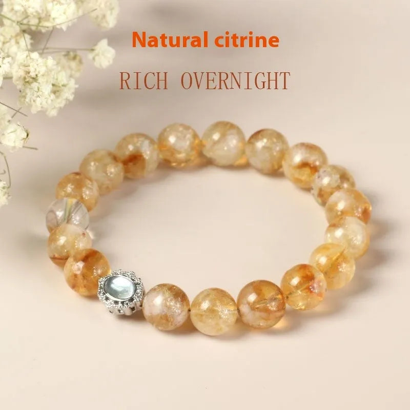 Crystal citrine bracelet with 10mm geometry-shaped element and polished surfaces