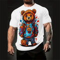 Men's loose-fit light blue T-shirt with a large cartoon character 3D print on the front.