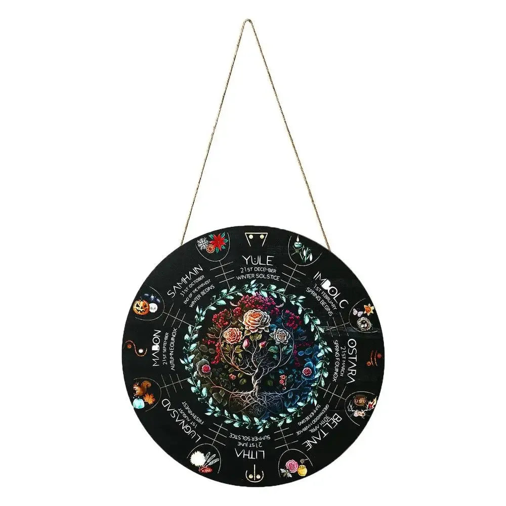 29.5 cm boxwood decorative pendant in American style, showing design options like black cat, owl, and rose.