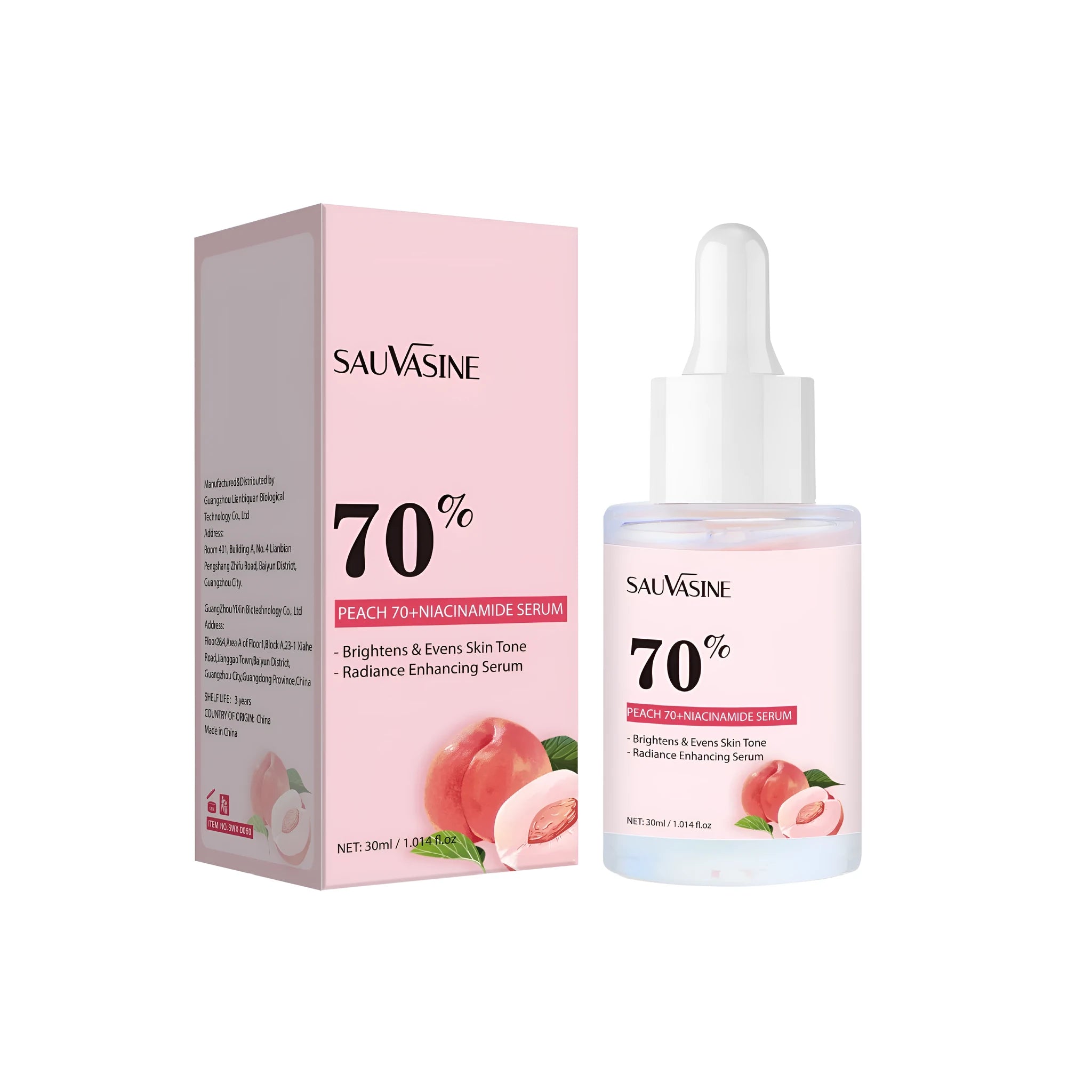 Nicotinamide care solution bottle with 30ml hydrating moisturising formula