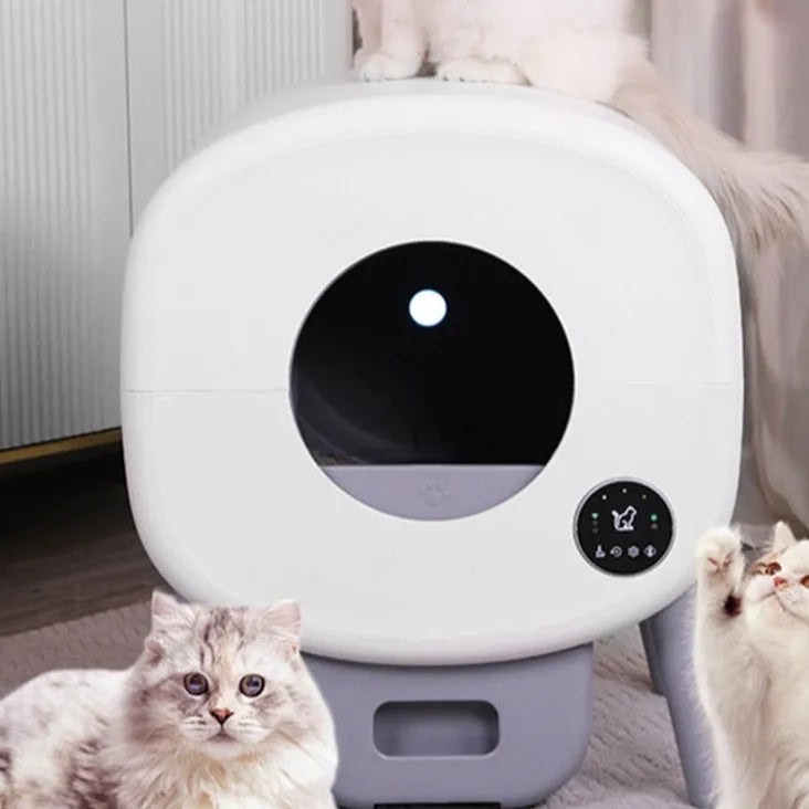 Automatic cat litter box with self-cleaning system and 13L waste storage capacity