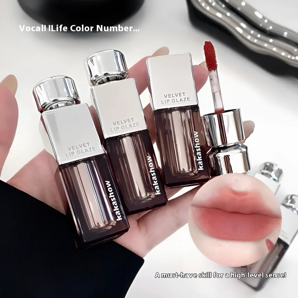 Matte soft mist lipstick in bullet format showing six available shade options