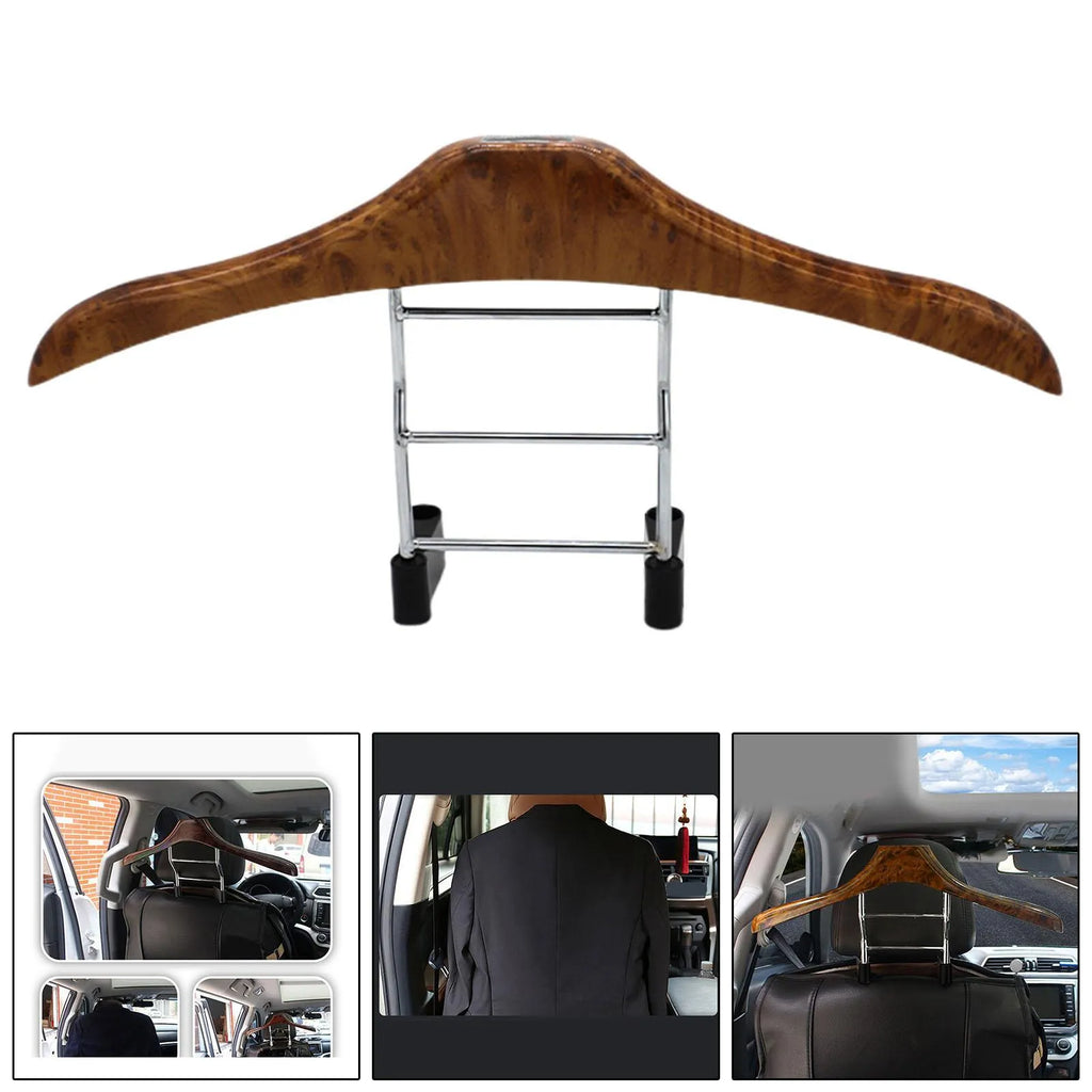 Wood yellow stainless steel car clothes hanger for suits and jackets