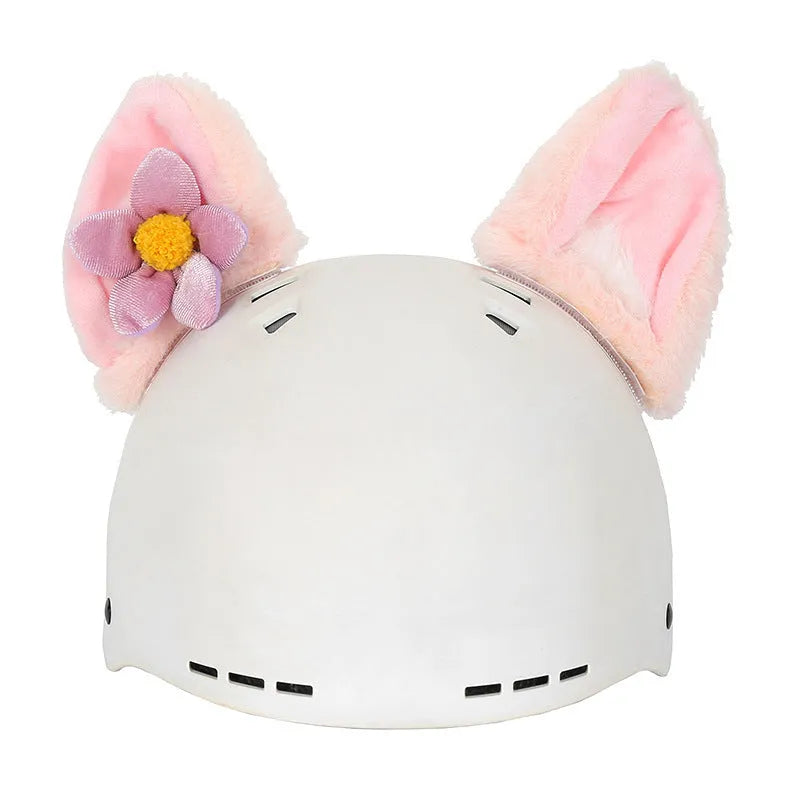 Plush fabric ski helmet decoration with cartoon design for winter gear customisation