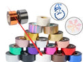 Roll of golden electrochemical aluminium hot stamping foil for leather and plastic branding.