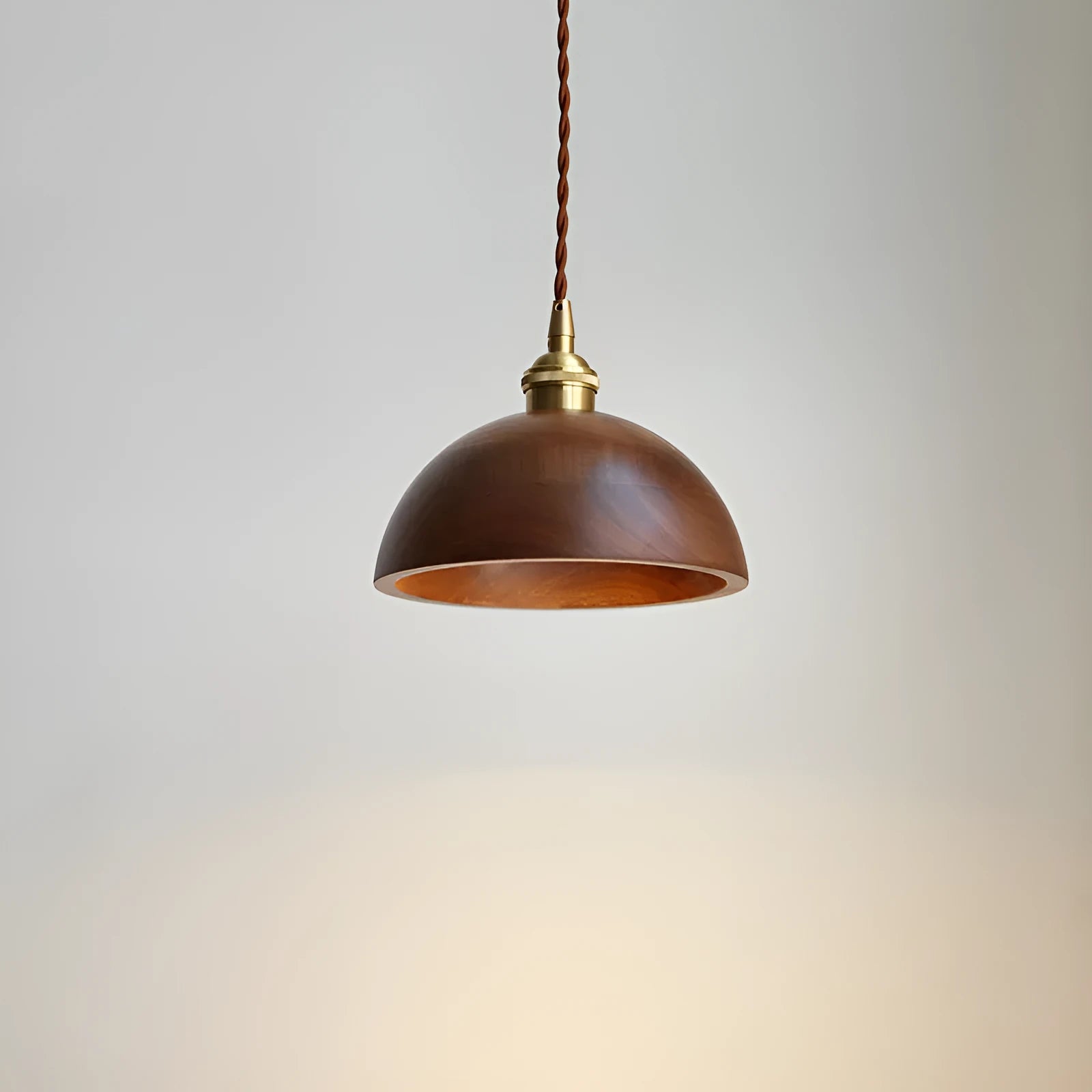 Copper and black walnut wood art single-head droplight chandelier with E27 holder