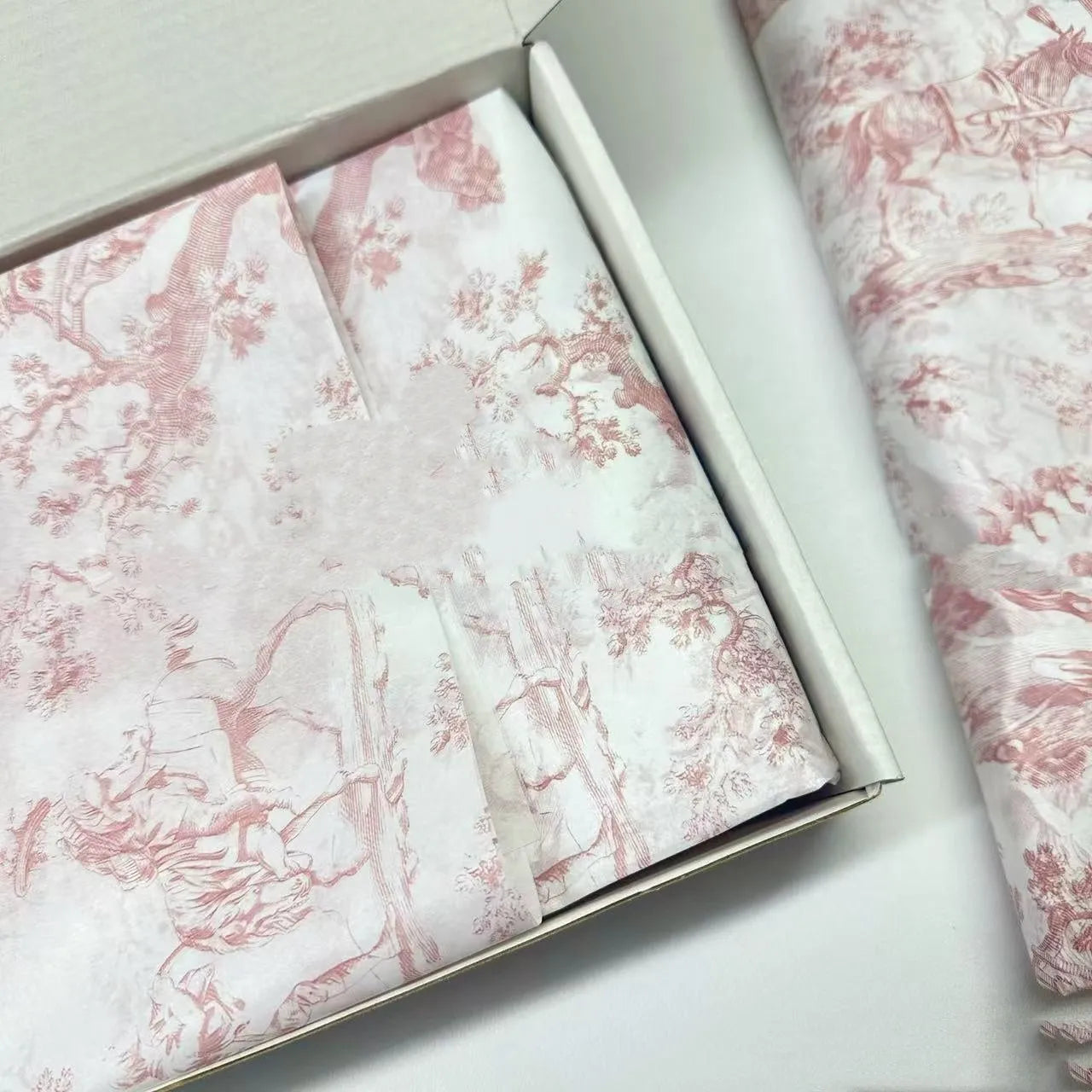 French Romantic retro style tissue wrapping paper sheet in pink purple colour, 50x70cm.