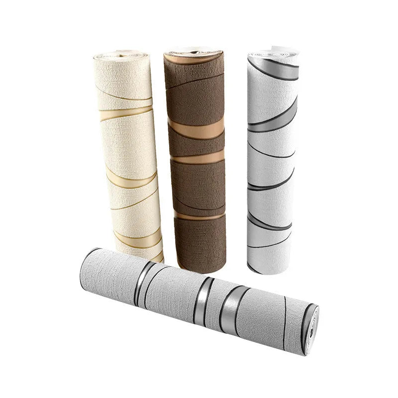 Curve stripe 3D textured wallpaper roll in deerskin velvet for video background