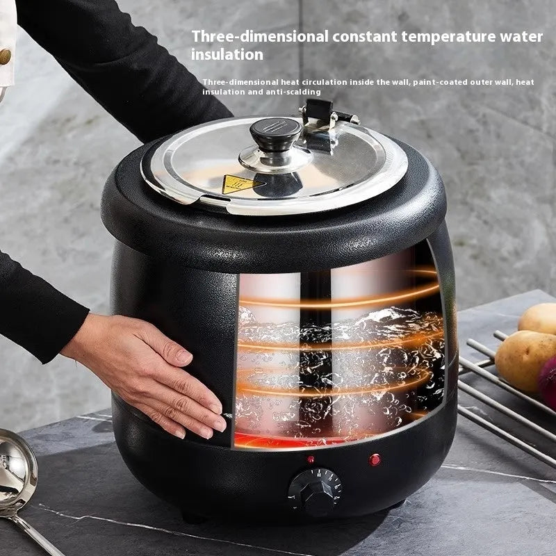 Black stainless steel electric heating insulation pot with steel cover and adapter plug