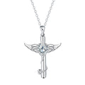 Copper cross stethoscope necklace with wings pendant in white diamond or red diamond electroplated finish