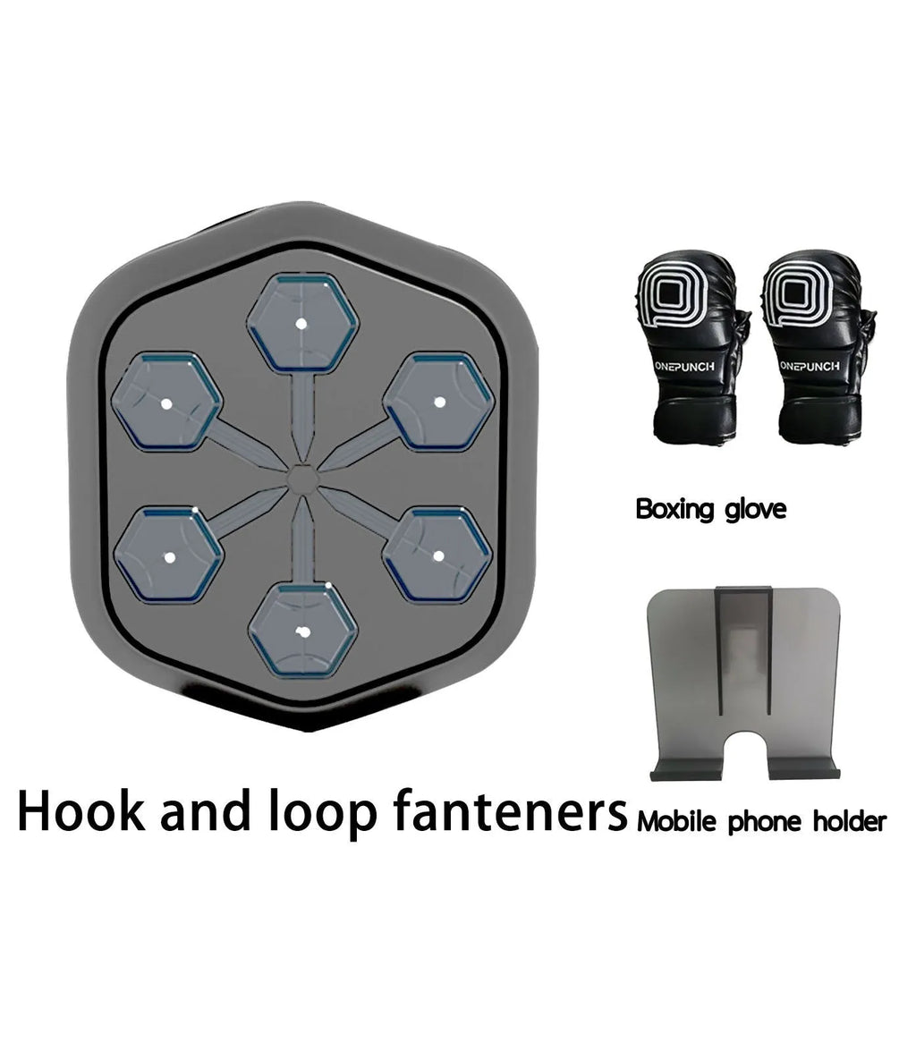 Black smart music boxing machine with Bluetooth connection and Velcro paper style design