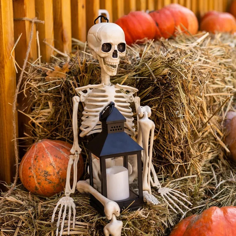 90cm movable joint plastic skeleton Halloween decoration prop with new skull men design