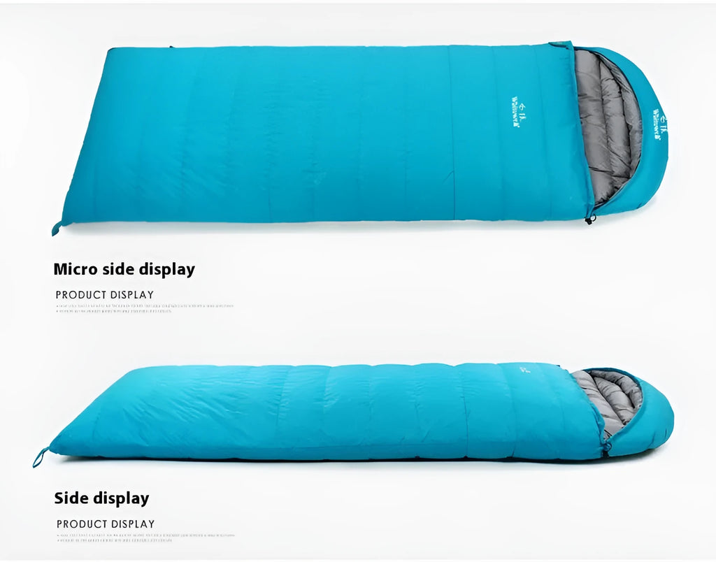 Black outdoor sleeping bag with envelope structure and multiple weight options for adult camping