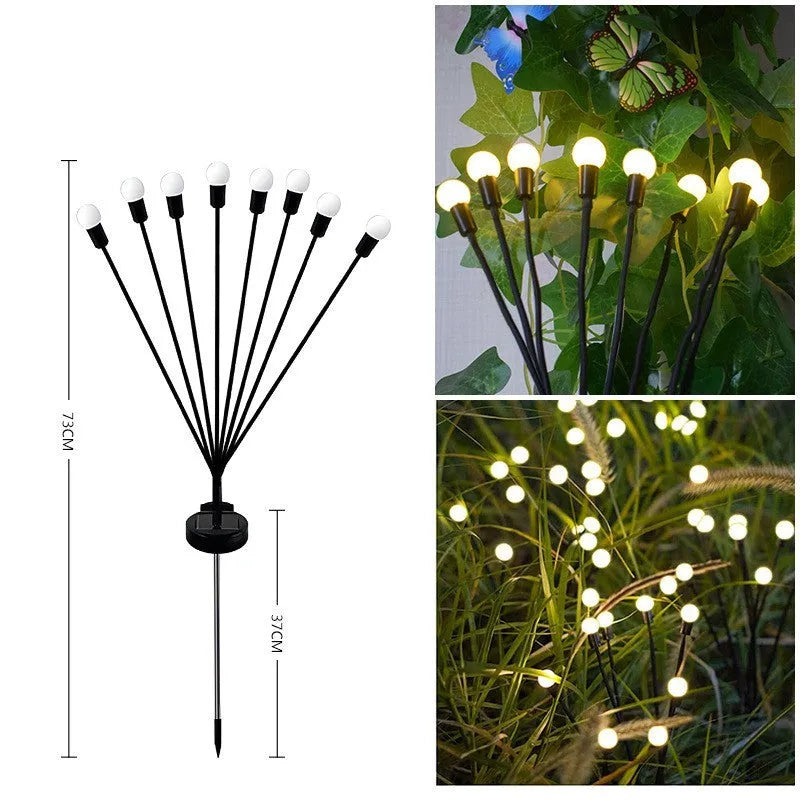 Solar-powered LED lawn light with pneumatic ground plug for automatic dusk-to-dawn garden pathway lighting